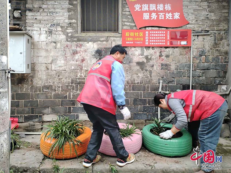 自贡市富顺县市民巧手打造特色花街 废旧物品焕发新生