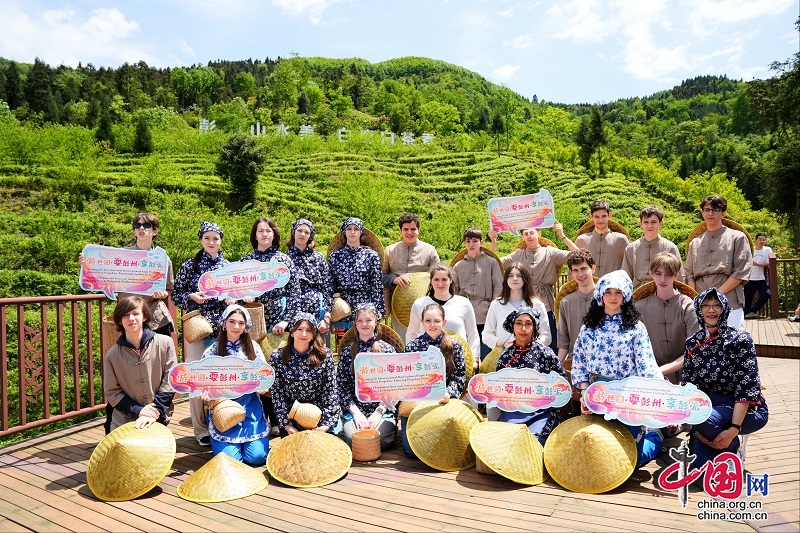 ​法国中学生研学到成都彭州 化身“茶农”体验中国传统文化